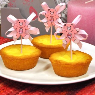Gebuert Cupcake Pick - Rosa Bier (12 Stk.)