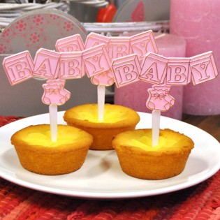 Gebuertscupcake-Piker - Babyrosa (12 Stk.)