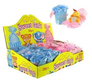 Baby Kado-Verpackung mat S&eacute;issegkeeten a Kuscheld&eacute;ier (24 Stk.)