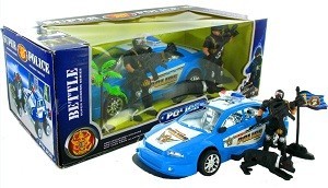 Police Spillset mat Reiwungsauto a Figuren