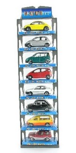 Set vun 8 Metallautoen op H&auml;nk-Verpackung