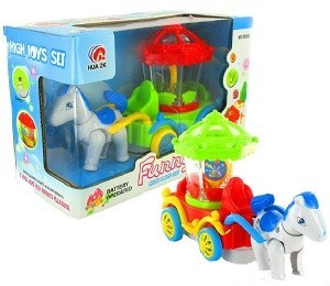 Bump & Go Magic Wagon P&auml;erdskutsch mat Luucht & Sound