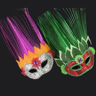 FEESTMASKER MAT LAANGE SPRIETEN (11 St.)