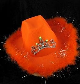 Cowboyhutt mat Liicht - Orange (6 Stk.)