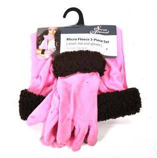 3-deelege Mikro-Fleece-Set rosa