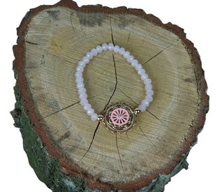 Rosa Ibiza-Look Bracelet mat Unh&auml;nger (1 Stk.)