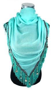 Luxe Schal mat Fransen Turquoise (1 Stk.)