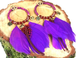 Lilas Fieder-Ouerringen Ibiza-Look (1 Stk.)