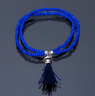 Ibiza-Look Armband mat Quast Blo (1 Stk.)