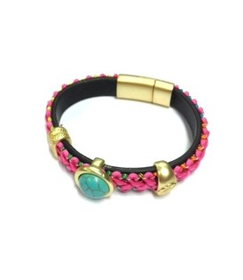 Luxus Ibiza-Armband Rosa / Turquoise (1 Stk.)