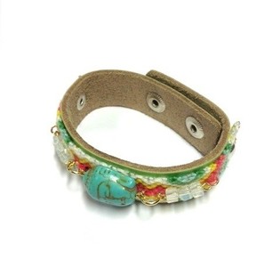 Ibiza Look Armband mat Buddha Gr&eacute;ng (1 Stk.)