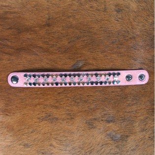 Ibiza Armband Rosa mat Nieten & Strass (1 Stk.)