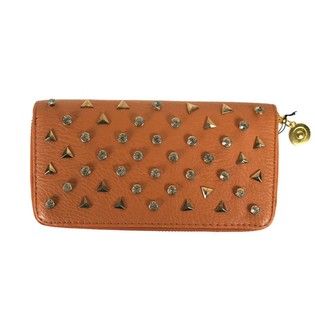 Cognacfaarwege Portmonni mat Nieten/Strass (1 Stk.)