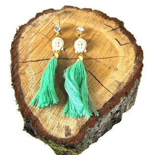 Ibiza-Look Ohrring Buddha Mint/Cr&egrave;me (1 Stk.)