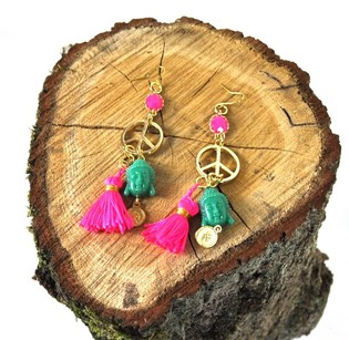 Ohrr&eacute;ng Fuchsia / Gr&eacute;ng Buddha (1 Stk.)
