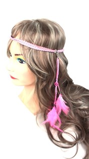 Hoorband mat Fiederen rosa (1 Stk.)