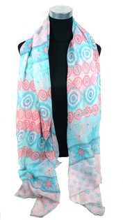 Ibiza-Look Schal Pink/Turquoise (1 Stk.)