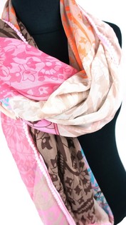 Luxus-Schal Ibiza-Style Rosa/Brong/Orange (1 Stk.)