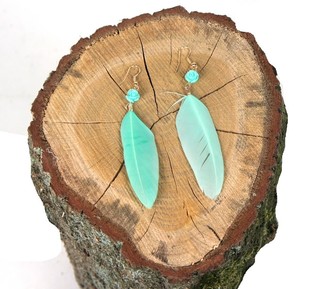 Ouerringe Fieder Mint Ibiza-Look (1 Stk.)