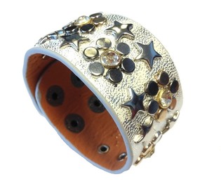 Luxus Breed Ibiza-Look Armband mat S&euml;lwer-Nieten a Strass (1 Stk.)