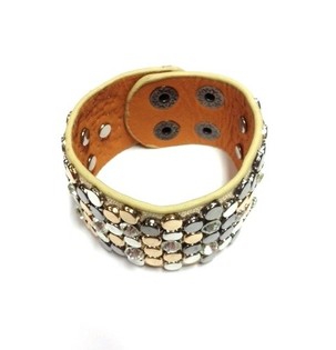 Luxus Breedt Armband Taupe mat Stutter & Strass (1 Stk.)