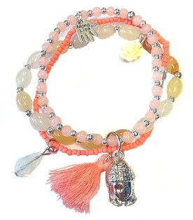 Ibiza-Style Bracelet Lachs mat Buddha (1 Stk.)