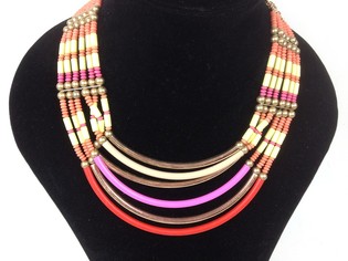 Luxus Ibiza-Look Halsketten Rosa / Orange / Gold (1 Stk.)