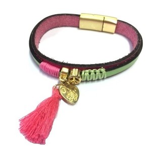 Luxus-Armband Gr&eacute;ng/Rosa H&auml;erz (1 Stk.)