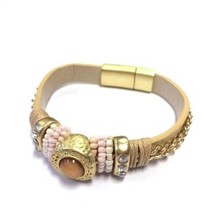 Luxus Ibiza-Style Armband Cr&egrave;me / Taupe (1 Stk.)