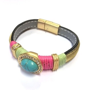 Luxus Ibiza Armband Gro/Gr&eacute;ng/Turquoise