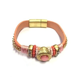 Luxus Ibiza Look Armband Rosa / Gold (1 Stk)