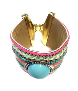Luxus Ibiza-Look Bracelet T&uuml;rkis / Rosa (1 Stk.)