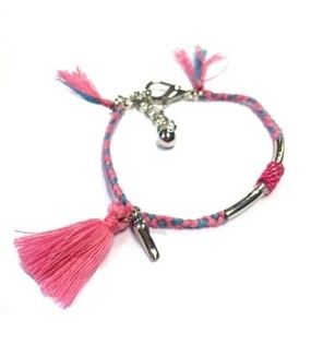 Geflochten Ibiza-Armband Blo/Rosa (1 Stk.)