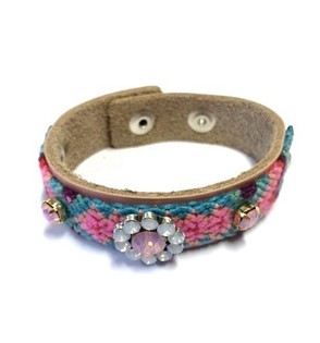 Luxus-Armband mat enger rosa Blumm (Ibiza-Style) - 1 Stk.