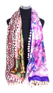 Luxus Ibiza Schal mat 2 S&auml;iten Rosa/Lila/Tiger (1 Stk)