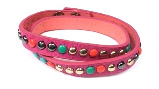 Fuchsia Armband mat Nieten (Ibiza-Look)