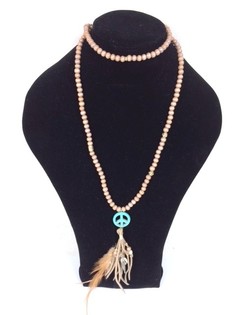 Ibiza-Look Halsketten mat Peace-Zeechen Braun (1 Stk.)