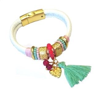 Ibiza Look Bracelet W&auml;iss mat Knipp & H&auml;erz (1 Stk.)