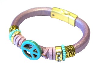 Ibiza-Armband Purpur Peace (1 Stk.)