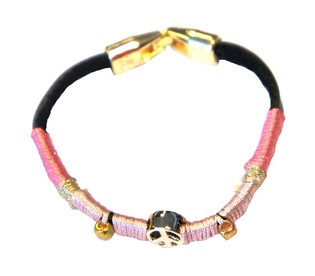 Ibiza-Look Armband mat Peace-Zeeche Rosa (1 Stk.)