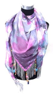 Schal mat Blummen violett (1 Stk.)