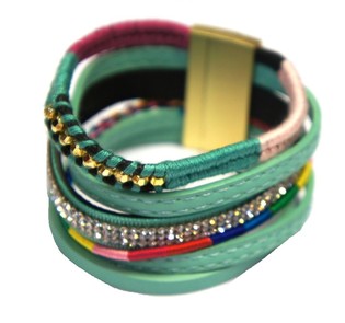 Ibiza Look Armband Turquoise - 6 Lagen mat Magn&eacute;itverschluss (1 Stk.)