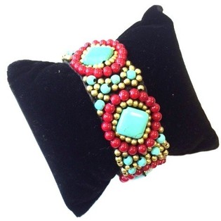 Ibiza Look Armband Turquoise/Rout (1 Stk.)