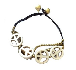 Ibiza-Armband Cr&egrave;me Peace (1 Stk.)