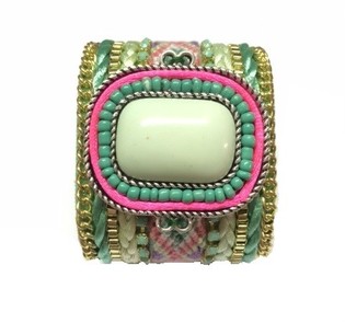 Breet Armband mat mintfaarwegem Steen (1 Stk.)