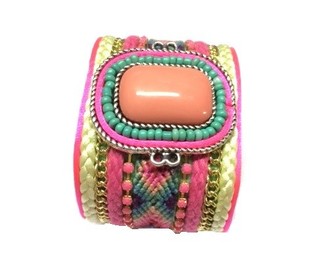 Breet Armband mat rosa Stee (1 Stk.)