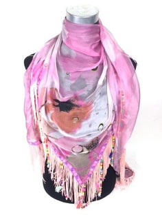 Ibiza Look Schal mat rosa Fransen (1 Stk.)