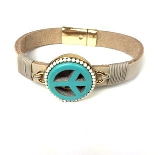 Armband Taupe/Cr&egrave;me Peace (Ibiza-Look)