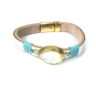 Ibiza-Style S&euml;lweren Armband mat P&auml;relmamm-Dr&euml;ps (1 Stk.)