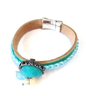 Ibiza-Look Bracelet mat Turquoise-Steen (1 Stk.)
